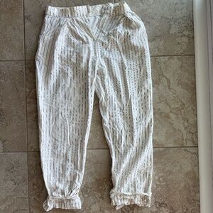 Beige Botany Women's Striped Pants with Tie Bottom